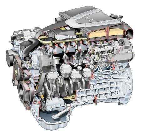 Mercedes-Benz M137 V12 engine xray view