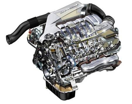 Mercedes-Benz M156 V8 engine xray view