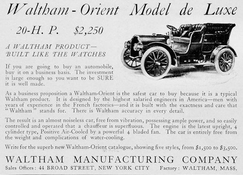 Waltham Manufacturing Company  Automotive manufacturer of Waltham, Massachusetts. United States from 1893 to 1909.