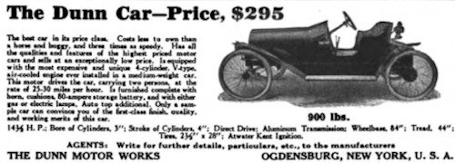 Dunn Motor Works Vehicle manufacturer Ogdensburg , New York;USA From 1916 to 1918.