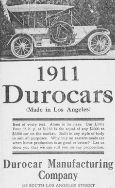 Durocar Manufacturing Company  Vehicle manufacturer Los Angeles, California USA from 1906 to 1911.