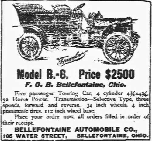 Bellefontaine Automobile Company Automotive manufacturer of vehicles manufacturer of Bellefontaine, Ohio; USA From 1907 to 1908.