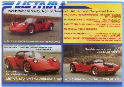 Dash sports cars Listair Cars  Automotive manufacturer of Eardisley , Herefordshire from 1989 to 1994