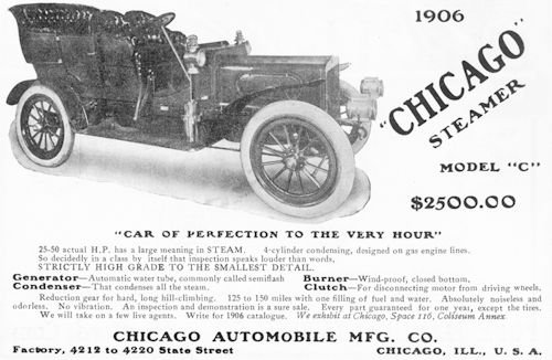 Chicago Automobile Manufacturing Company Automotive manufacturer of Chicago , Illinois ,USA From 1905 to 1907.