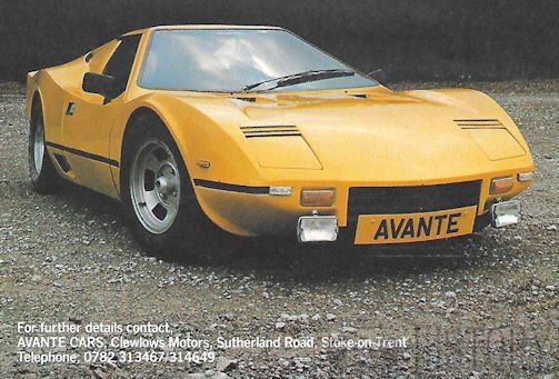 Avante Cars Automotive manufacturer of Stoke-on-Trent , Staffordshire.Great Britain from 1982 to 1986.
