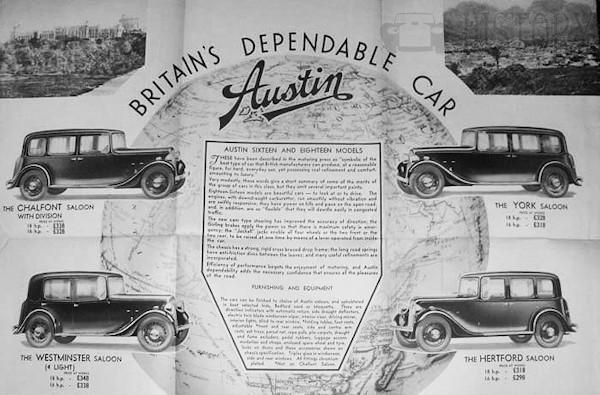 Auston 16 and 18 hp car range 1940s